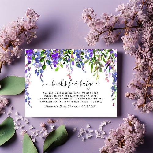 Watercolor Floral Spring Baby Shower Book Request  Enclosure Card
