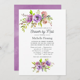 Watercolor Floral Spring Baby Shower by Mail Invitation