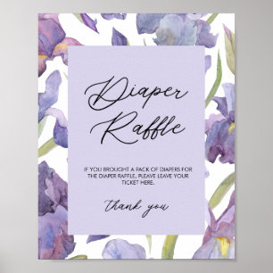 Watercolor Floral Spring Baby Shower Diaper Raffle Poster