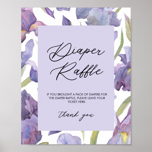 Watercolor Floral Spring Baby Shower Diaper Raffle Poster (Front)