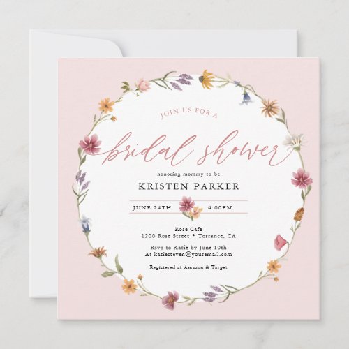 Watercolor Floral Spring Bridal Shower Invitation