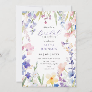 Watercolor floral spring bridal shower Invitation