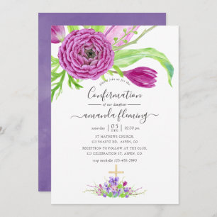 Watercolor Floral Spring Confirmation Invitation