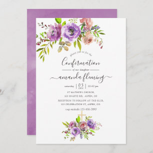 Watercolor Floral Spring Confirmation Invitation