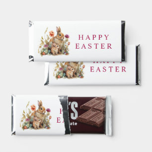 Watercolor Floral Spring Easter Bunny Rabbits Hershey Bar Favors