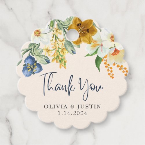Watercolor floral Spring flowers Wedding Favor Tags