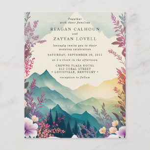 Watercolor Floral Spring Mountains Wedding Flyer
