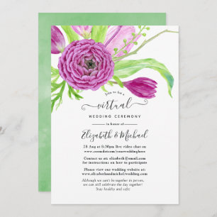 Watercolor Floral Spring Online Virtual Wedding Invitation
