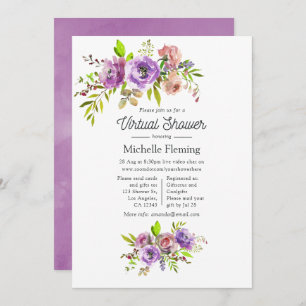 Watercolor Floral Spring Virtual Baby Shower Invitation