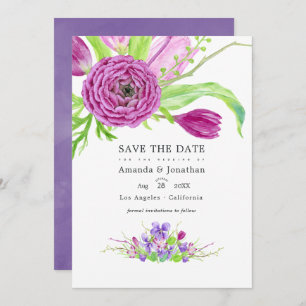 Watercolor Floral Spring Wedding Photo Save The Date