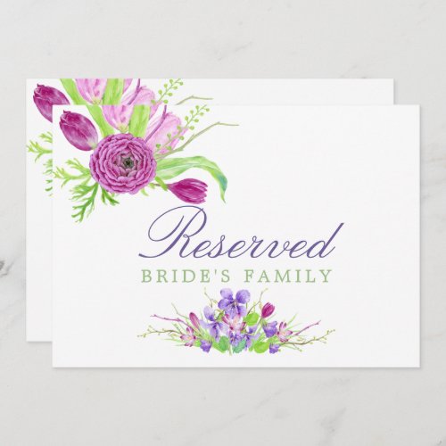 Watercolor Floral Spring Wedding Reserved Sign Invitation