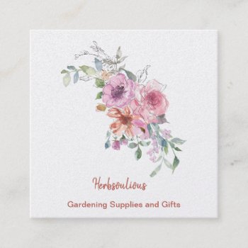 Watercolor Floral Square Business Card by businesscardsforyou at Zazzle
