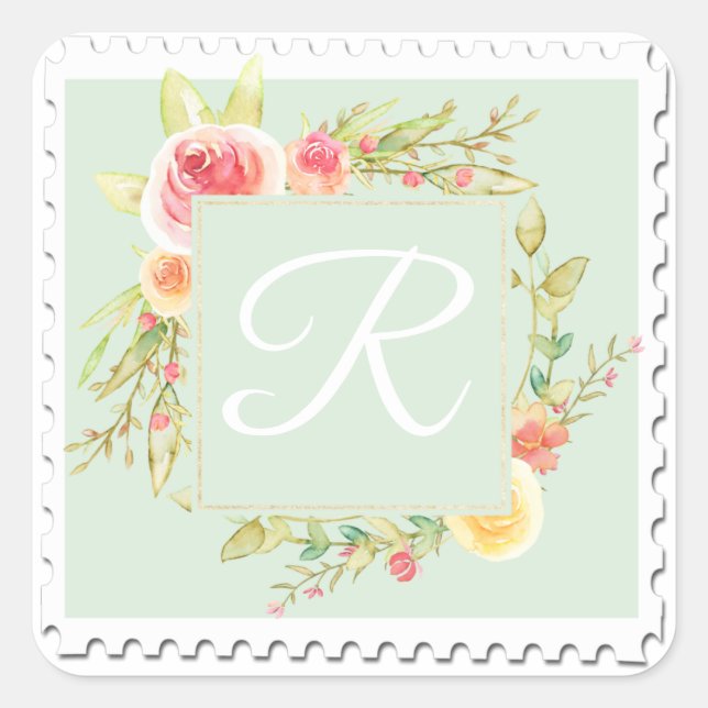 Watercolor Floral Square Sticker (Front)