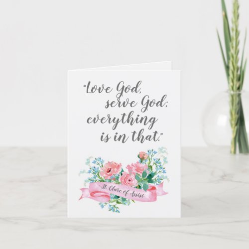 Watercolor Floral St Clare Assisi Quote Card