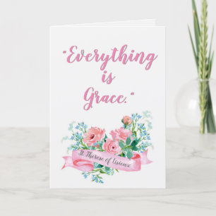 Watercolor Floral St. Therese of Lisieux Quote Card
