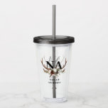 Watercolor floral stag antlers fall rustic  acrylic tumbler<br><div class="desc">Watercolor floral and antlers birthday design. A ideal mom,  engagement,  bridal shower,  bachelorette gift. Part of a collection.</div>