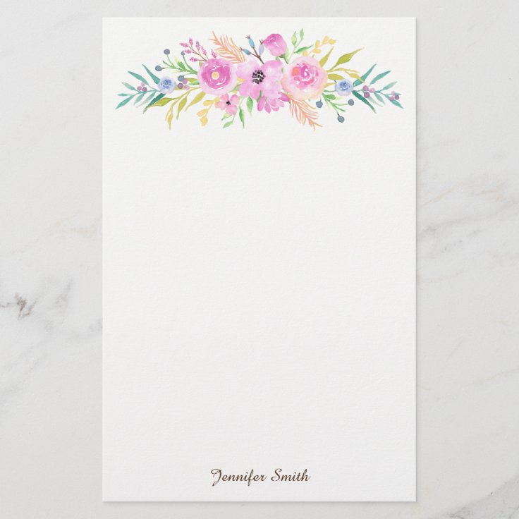 Watercolor Floral Stationery | Zazzle