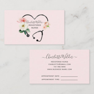 Watercolor Floral Stethoscope Registered Nurse App Business Card