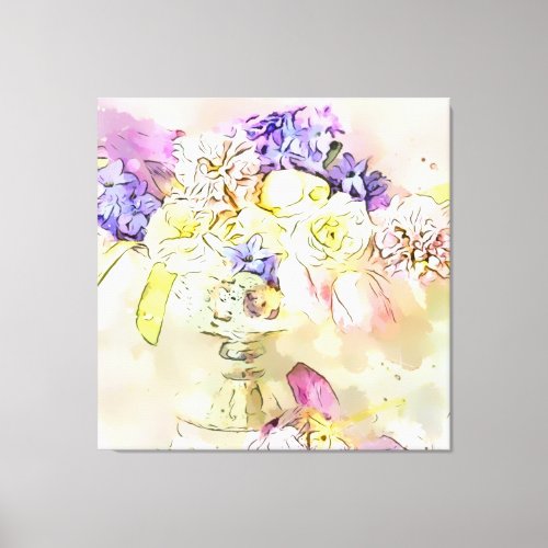  Watercolor Floral Still Life Flowers AP56 Canvas Print