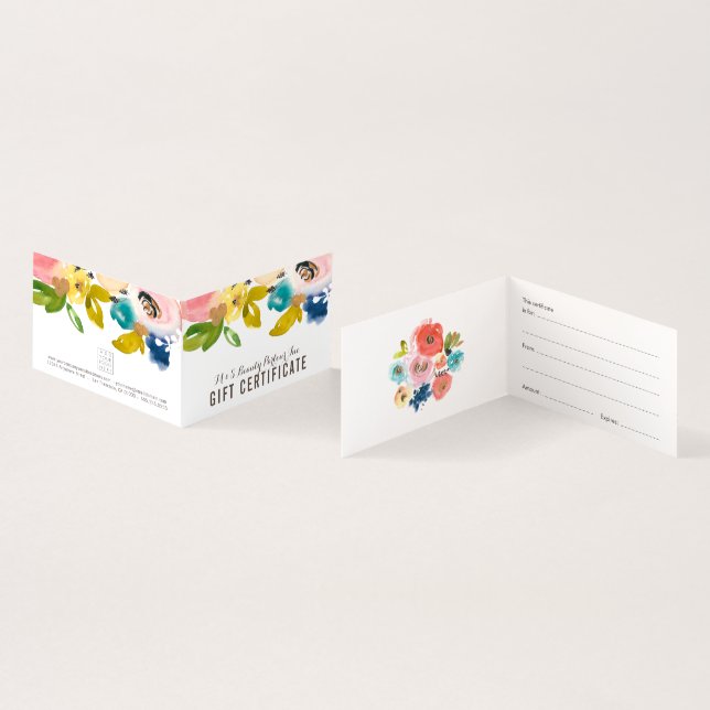 Watercolor Floral Store Gift Certificate Template (Inside and Outside)