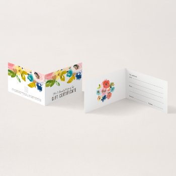 Watercolor Floral Store Gift Certificate Template by Pip_Gerard at Zazzle