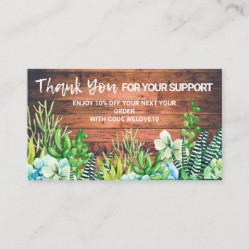 Watercolor Floral Succulent Discount Business Card by TwoTravelledTeens at Zazzle
