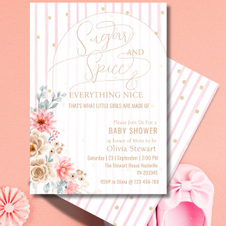 Watercolor Floral Sugar and spice Baby shower Invitation