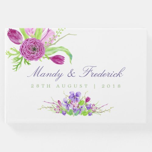 Watercolor Floral Summer Wedding Guest Book