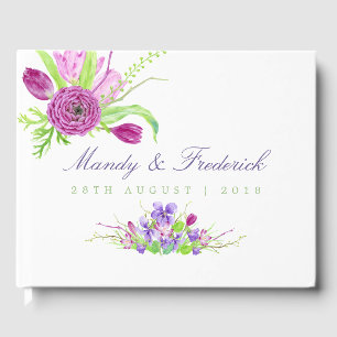 Watercolor Floral Summer Wedding Guest Book