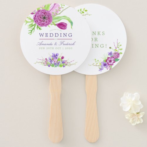 Watercolor Floral Summer Wedding Hand Fan