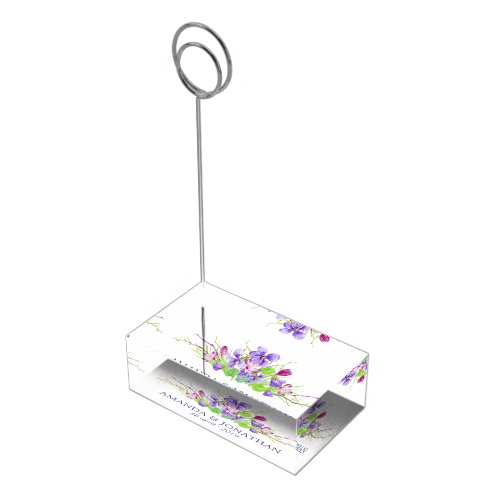 Watercolor Floral Summer Wedding Place Card Holder