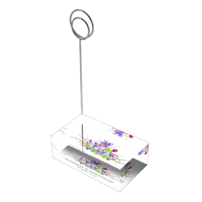 Watercolor Floral Summer Wedding Place Card Holder (Corner)