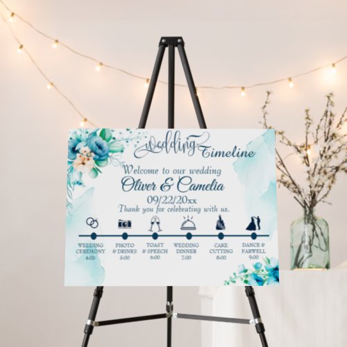  Watercolor Floral Summer Wedding Timeline  Foam Board