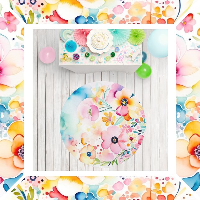 Watercolor Floral Sun Room Outdoor Rug (Creator Uploaded)