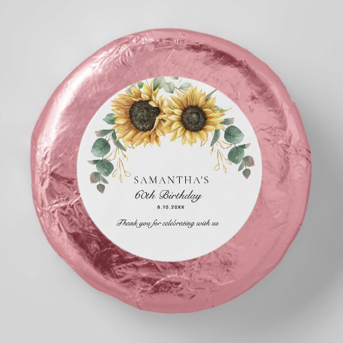 Watercolor Floral Sunflower 60th Birthday Party Dipped Oreo Cookie Favors