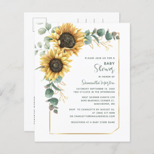 Watercolor Floral Sunflower Baby Shower Invitation