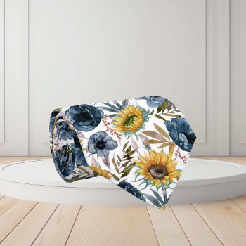 Watercolor Floral Sunflower Blue Flower  Neck Tie by ColorFlowCreations at Zazzle