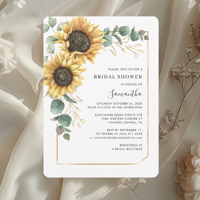 Watercolor Floral Sunflower Bridal Shower Invitation (Watercolor Floral Sunflower Bridal Shower Invitation)