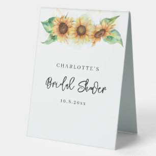Watercolor Floral Sunflower Bridal Shower Table Tent