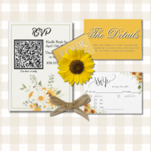 Watercolor Floral Sunflower Daisy RSVP Enclosure Card