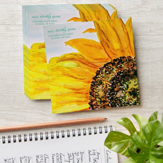 Watercolor Floral Sunflower Envelope (Stacked)