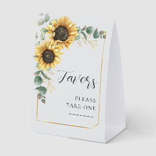 Watercolor Floral Sunflower Eucalyptus Wedding Paper Table Tent