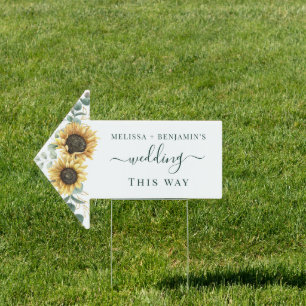 Watercolor Floral Sunflower Eucalyptus Wedding Sign