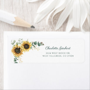 Watercolor Floral Sunflower Return Address Label