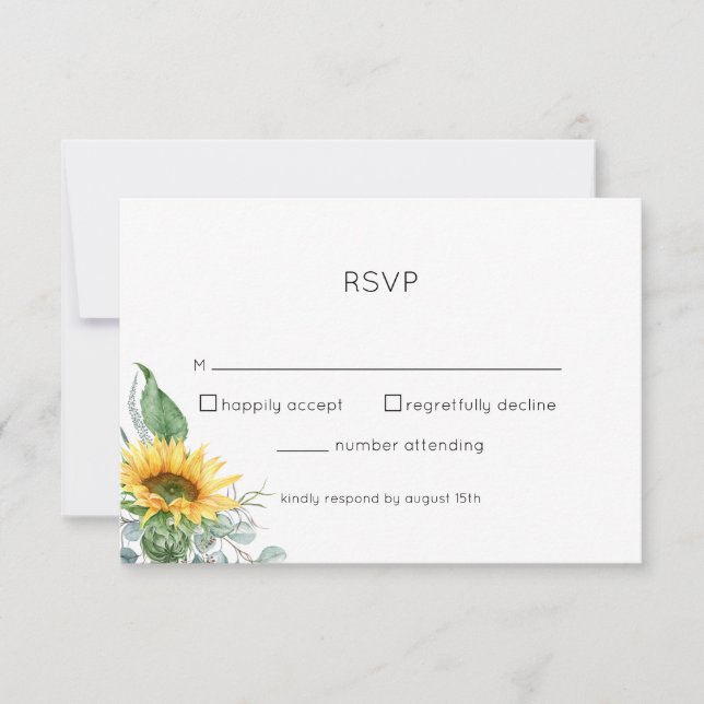 Watercolor Floral Sunflower  RSVP Card (Front)