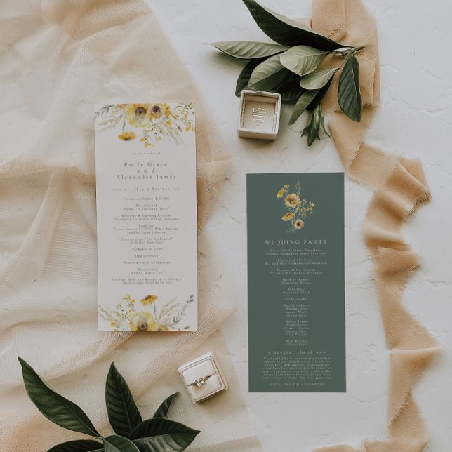 Watercolor Floral Sunflower Wedding Programs (Creator Uploaded)