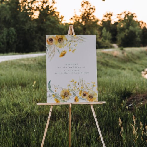 Watercolor Floral Sunflower Wedding Welcome Sign