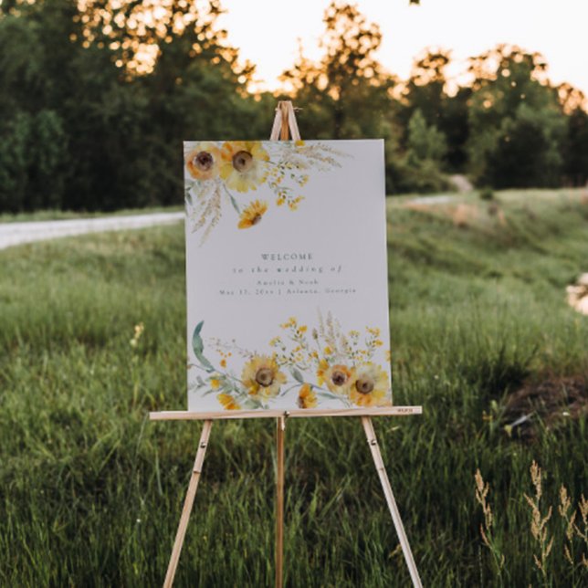 Watercolor Floral Sunflower Wedding Welcome Sign (Creator Uploaded)