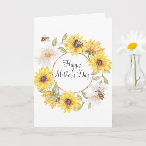 Watercolor Floral Sunflowers Mothers Day Card