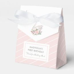 Watercolor Floral Swan Princess Birthday Favor Boxes